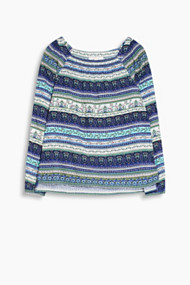 Esprit Soepele printed blouse met carréhals Bright Blue for Women