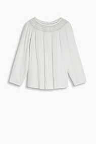 Esprit Soepele crinkled blouse met gehaakte kant Light Aqua Green for Women