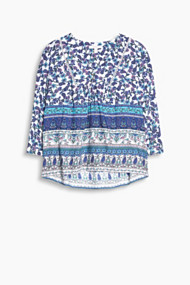 Esprit Soepele blouse met V-hals en print Bright Blue for Women