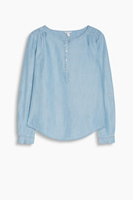 Esprit Soepele blouse met een denimlook Grey Blue for Women