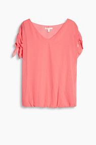 Esprit Fijne chiffon blouse, geknoopte mouwen Berry Red for Women