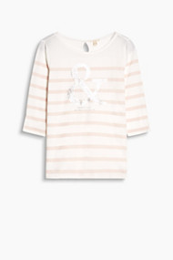 Esprit Licht shirt met strepen en glansprint Light Pink for Women