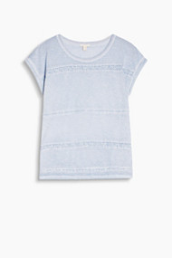 Esprit Casual shirt van een linnenmix met kant Pastel Blue for Women