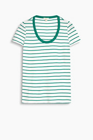 Esprit Vrouwelijk gestreept shirt, 100% katoen Emerald Green for Women