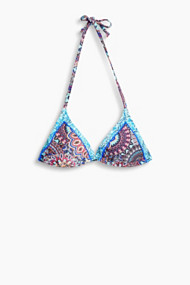 Esprit Gewatteerde triangeltop met etnoprint Pink Fuchsia for Women