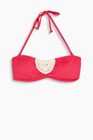 Esprit Gewatteerde bandeautop met haakdetail Pink Fuchsia for Women