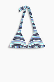 Esprit Gewatteerde haltertop met strepen Turquoise for Women