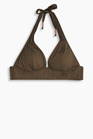 Esprit Gewatteerde haltertop met een clean look Dark Khaki for Women