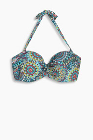 Esprit Bandeautop met boho print, grote cups Turquoise for Women