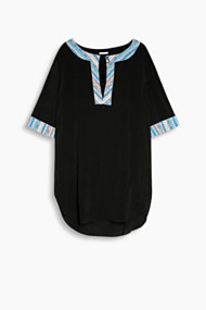 Esprit Soepele strandtuniek met sierranden Black for Women