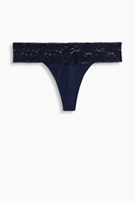Esprit Zijdeachtige hipster-string met kantrandje Navy for Women