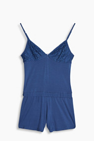 Esprit Jumpsuit van jersey en kant Petrol Blue for Women