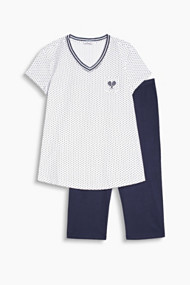Esprit Pyjamaset van piqué shirt en capribroek White for Women