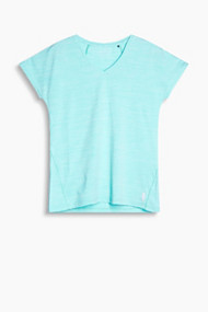Esprit Luchtig gemêleerd shirt met V-hals, E-DRY Aqua Green for Women