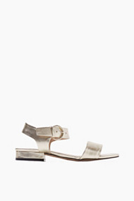 Aktentas Uitbeelding erger maken Esprit Platte sandalen van leer met metallic look Gold for Women