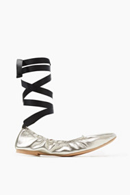 Esprit Metallic ballerina`s van leer Silver for Women