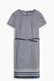 Esprit Zachte piqué jurk met retrocharme Navy for Women