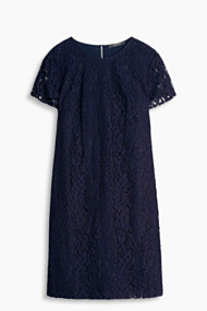 Esprit Kokerjurk van gebloemde kant met 3D-look Navy for Women