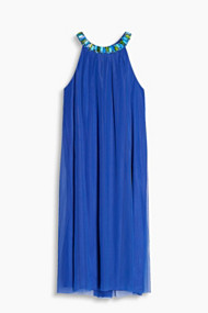 Esprit Fijne mesh jurk met sierstenen Bright Blue for Women