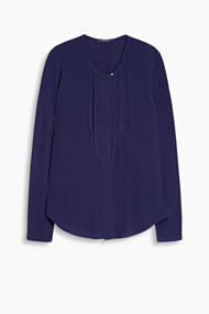 Esprit Soepele blouse met volantdetails Navy for Women