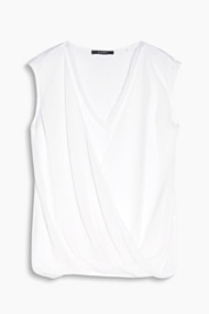 Esprit Soepele jersey top met chiffon laagje Off White for Women