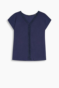 Esprit Soepel shirt met lurex randen Navy for Women