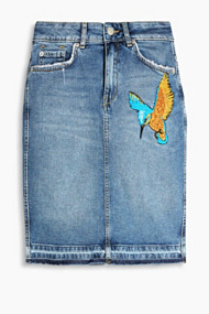 Esprit Rok van elastisch denim met borduursel Blue Medium Washed for Women