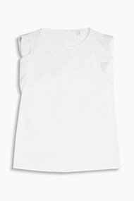 Esprit Top met opengewerkte kant, 100% katoen Off White for Women