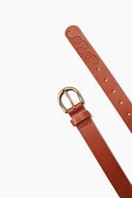 Esprit Geperforeerde riem van echt leer Rust Brown for Women