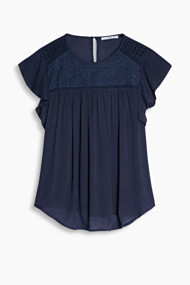 Esprit Vrouwelijke top met volant en kant Dark Blue for Women