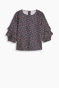 Esprit Blouse met millefleur, organic cotton Navy for Women