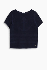 Esprit Trui van ajourbreisel, 100% katoen Navy for Women