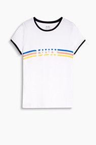 Esprit Zacht shirt met print en sierranden White for Women