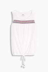 Esprit Versierde jersey top met tunnelkoord Off White for Women