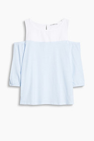 Esprit Shirt met cut-out, materiaalmix White for Women