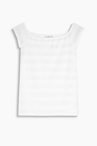 Esprit Shirt met kantlook en carmenhals White for Women