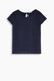 Esprit T-shirt van fijne kant Dark Blue for Women