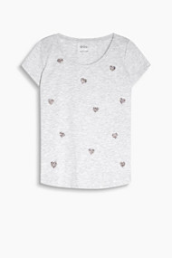Esprit T-shirt met glitterhartjes Light Grey for Women