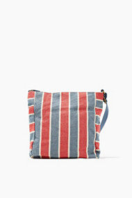 Esprit Gestreepte schoudertas van canvas Blue for Women