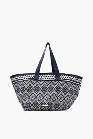 Esprit Geweven shopper van katoen en jute Navy for Women