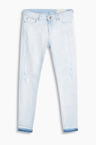 Esprit Bleached stretchjeans met rafelige zoom Blue Bleached for Women