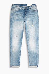 Esprit Stretchjeans met een destroyed look Blue Medium Washed for Women