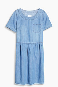 Esprit Denim jurk met franjes, 100% katoen Blue Light Washed for Women