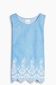 Esprit Geborduurde denim top van 100% katoen Blue Light Washed for Women