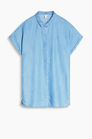 Esprit Soepele overhemdblouse met denimlook Grey Blue for Women
