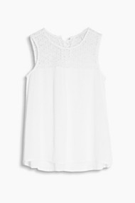Esprit Crinkled top met gebloemde gehaakte kant Off White for Women