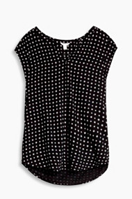 Esprit Soepele Henley-blouse met fijne print Black for Women