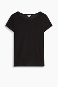 Esprit Soepel shirt met knoopsluiting en linnen Black for Women