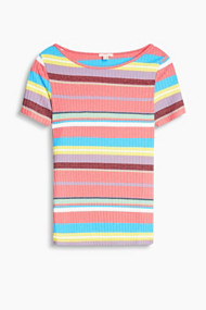 Esprit Zacht geribd shirt met multicolour strepen Pink for Women