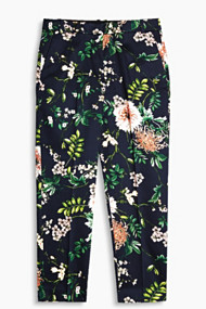 Esprit Cropped stretchbroek met piquéstructuur Navy for Women